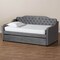 Baxton Studio Freda Grey Velvet Upholstered and Tufted Twin Size Daybed with Trundle 163-10332 - alternate 6